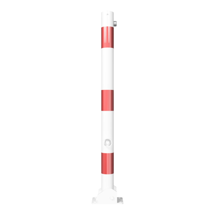 Schake Absperrpfosten Typ 460FUB, umlegbar + Dreikantverschluß, Ø 60mm, weiß / rot