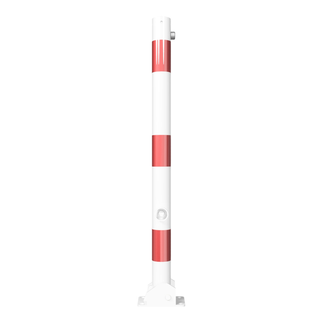 Schake Absperrpfosten Typ 460FUB, umlegbar + Dreikantverschluß, Ø 60mm, weiß / rot