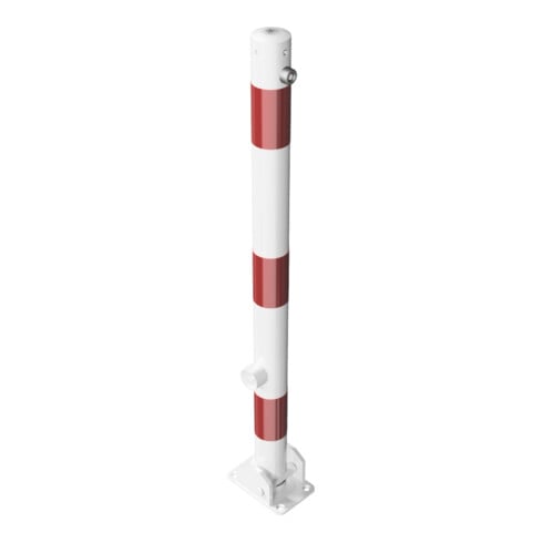 Schake Absperrpfosten Typ 460FUB, umlegbar + Dreikantverschluß, Ø 60mm, weiß / rot