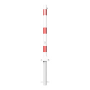 Schake Absperrpfosten Typ 460FUHB, umlegbar + Dreikantverschluß, zum Einbetonieren, Ø 60mm, weiß / rot incl. Bodenhülse-5