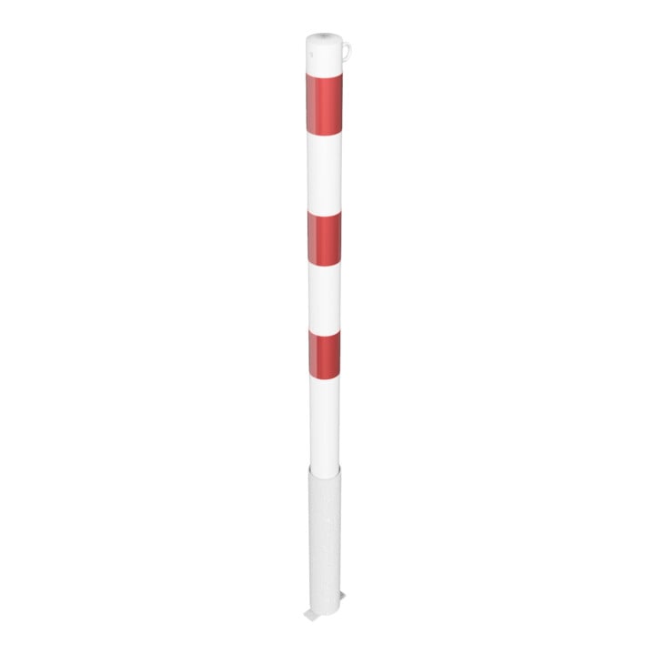 Schake Absperrpfosten Typ 460HB/1, herausnehmbar, Ø 60mm, ohne Verschluß, weiß / rot + 1 Öse