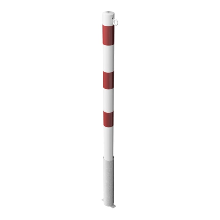 Schake Absperrpfosten Typ 460HB/1, herausnehmbar, Ø 60mm, ohne Verschluß, weiß / rot + 1 Öse