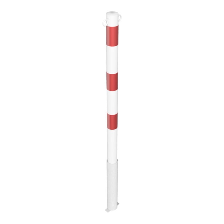 Schake Absperrpfosten Typ 460HB/2, herausnehmbar, Ø 60mm, ohne Verschluß, weiß / rot + 2 Ösen