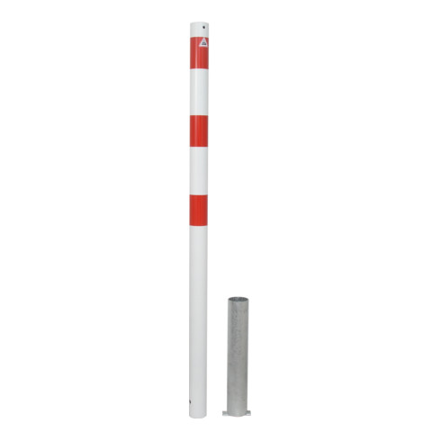 Schake Absperrpfosten Typ 460HB/2, herausnehmbar, Ø 60mm, ohne Verschluß, weiß / rot + 2 Ösen
