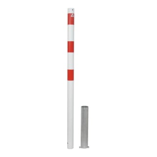 Schake Absperrpfosten Typ 460HB, herausnehmbar, Ø 60mm, ohne Verschluß, weiß / rot