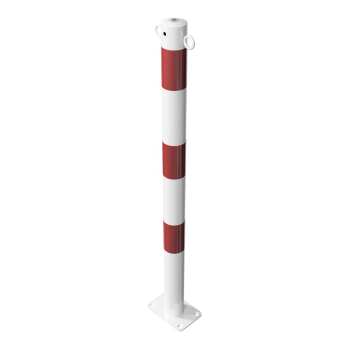 Schake Absperrpfosten Typ 460PB/2, ortsfest, Ø 60mm, weiß / rot + 2 Ösen