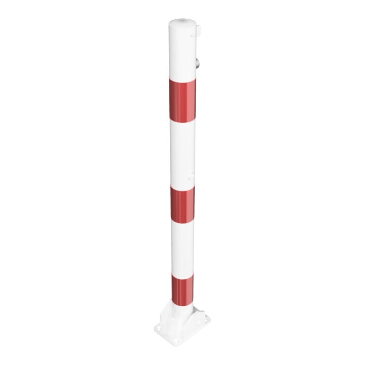 Schake Absperrpfosten Typ 460UVB, umlegbar, für Vorhangschloß, Ø 60mm, weiß / rot