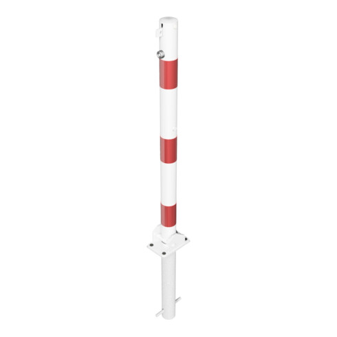 Schake Absperrpfosten Typ 460UVHB, umlegbar, für Vorhangschloß, zum Einbetonieren, Ø 60mm, weiß / rot