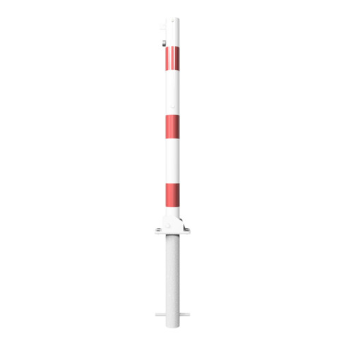 Schake Absperrpfosten Typ 460UVHB, umlegbar, für Vorhangschloß, zum Einbetonieren, Ø 60mm, weiß / rot