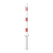 Schake Absperrpfosten Typ 460UVHB, umlegbar, für Vorhangschloß, zum Einbetonieren, Ø 60mm, weiß / rot-5
