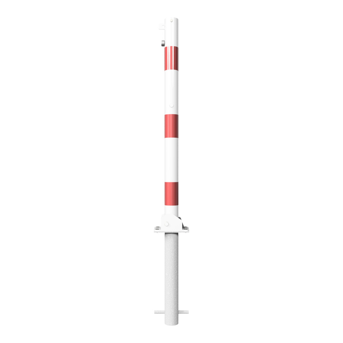 Schake Absperrpfosten Typ 460UVHB, umlegbar, für Vorhangschloß, zum Einbetonieren, Ø 60mm, weiß / rot
