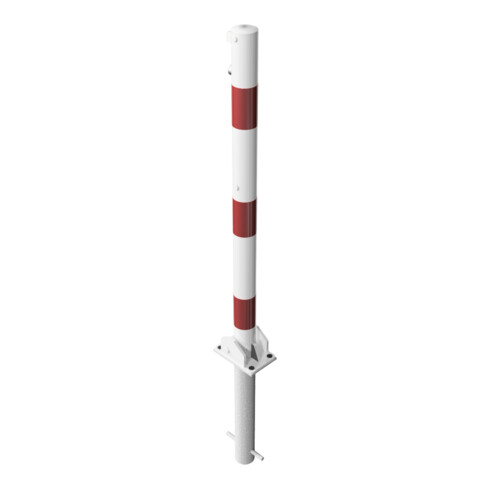 Schake Absperrpfosten Typ 460UVHB, umlegbar, für Vorhangschloß, zum Einbetonieren, Ø 60mm, weiß / rot