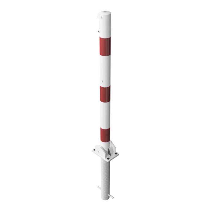 Schake Absperrpfosten Typ 460UVHB, umlegbar, für Vorhangschloß, zum Einbetonieren, Ø 60mm, weiß / rot
