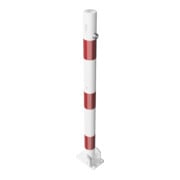Schake Absperrpfosten Typ 460UZB, umlegbar, zum Aufdübeln + Profilzylinder, Ø 60mm, weiß / rot-5