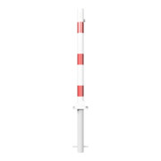 Schake Absperrpfosten Typ 460UZHB, umlegbar, zum Einbetonieren + Profilzylinder, Ø 60mm, weiß / rot-2