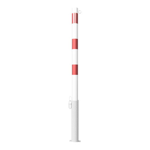 Schake Absperrpfosten Typ 460VB/1, herausnehmbar, Ø 60 mm, für Vorhangschloß, weiß / rot + 1 Öse