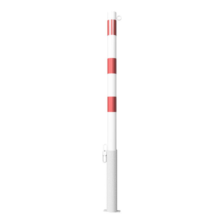 Schake Absperrpfosten Typ 460VB/1, herausnehmbar, Ø 60 mm, für Vorhangschloß, weiß / rot + 1 Öse