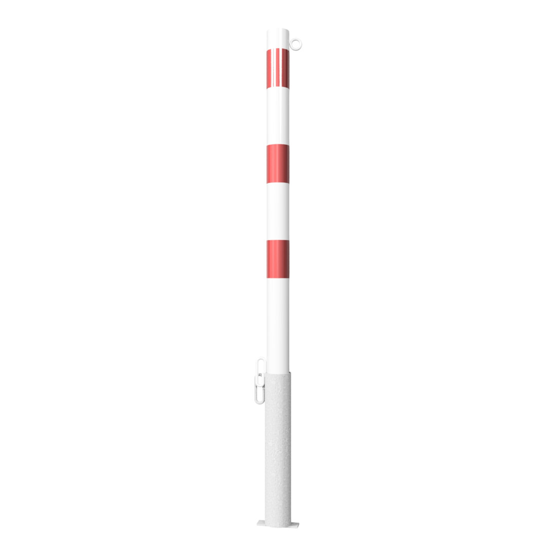 Schake Absperrpfosten Typ 460VB/1, herausnehmbar, Ø 60 mm, für Vorhangschloß, weiß / rot + 1 Öse