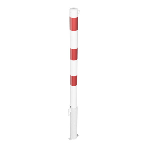 Schake Absperrpfosten Typ 460VB/1, herausnehmbar, Ø 60 mm, für Vorhangschloß, weiß / rot + 1 Öse