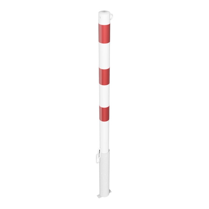 Schake Absperrpfosten Typ 460VB/1, herausnehmbar, Ø 60 mm, für Vorhangschloß, weiß / rot + 1 Öse