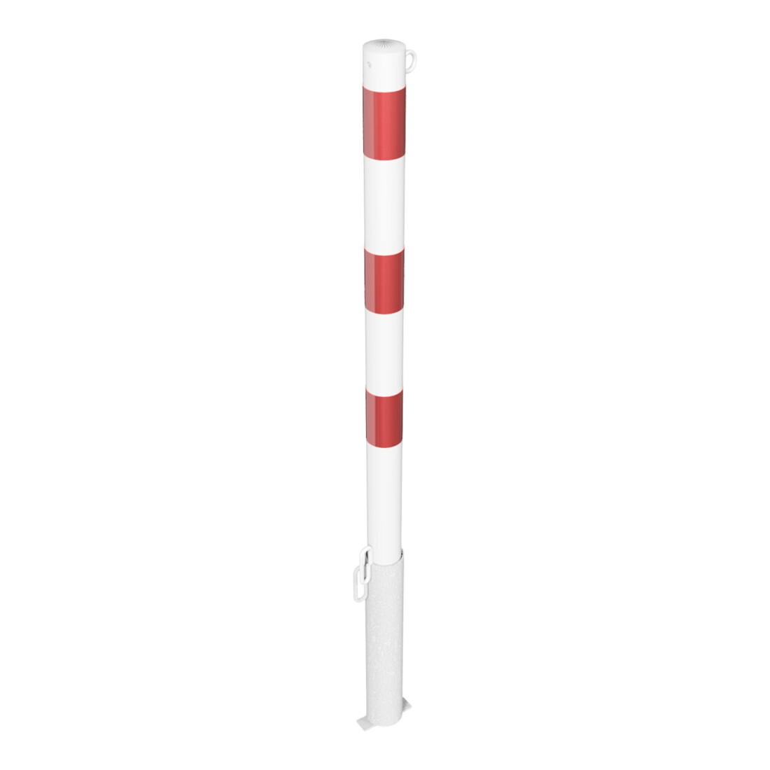 Schake Absperrpfosten Typ 460VB/1, herausnehmbar, Ø 60 mm, für Vorhangschloß, weiß / rot + 1 Öse