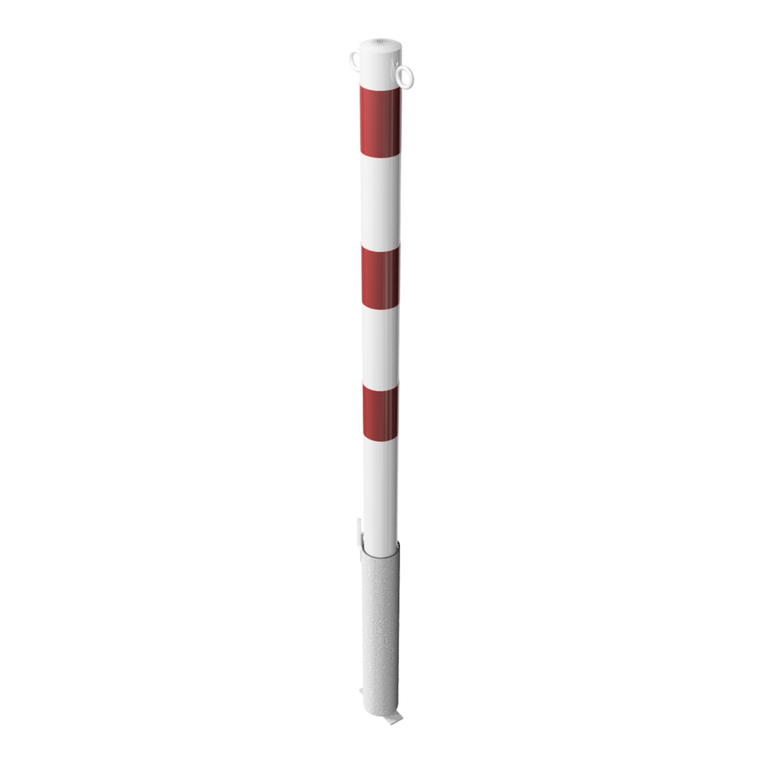Schake Absperrpfosten Typ 460VB/2, herausnehmbar, Ø 60 mm, für Vorhangschloß, weiß / rot + 2 Ösen