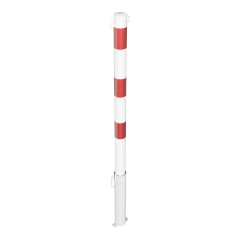Schake Absperrpfosten Typ 460VB/2, herausnehmbar, Ø 60 mm, für Vorhangschloß, weiß / rot + 2 Ösen