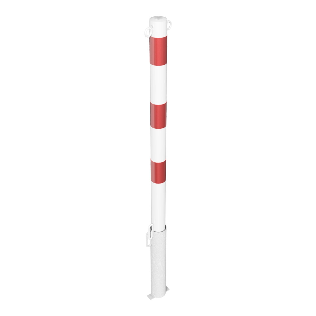 Schake Absperrpfosten Typ 460VB/2, herausnehmbar, Ø 60 mm, für Vorhangschloß, weiß / rot + 2 Ösen