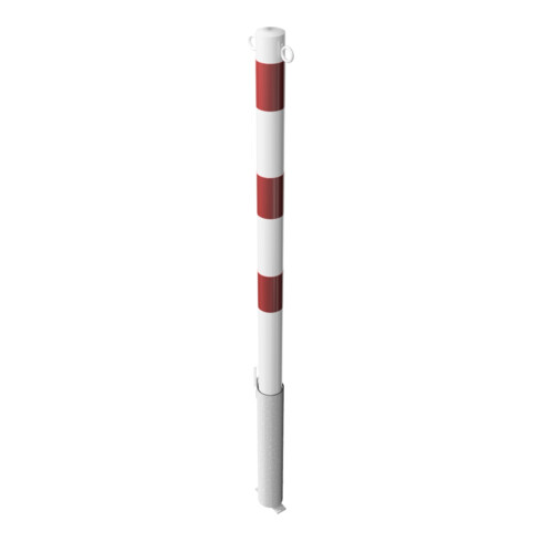 Schake Absperrpfosten Typ 460VB/2, herausnehmbar, Ø 60 mm, für Vorhangschloß, weiß / rot + 2 Ösen