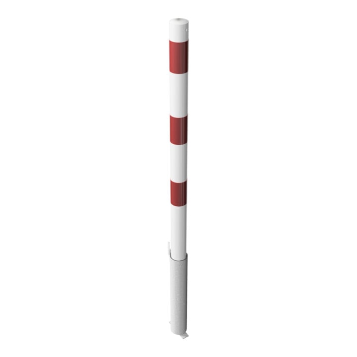 Schake Absperrpfosten Typ 460VB, herausnehmbar, Ø 60 mm, für Vorhangschloß, weiß / rot incl.Bodenhülse