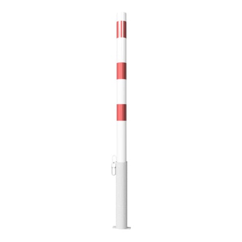Schake Absperrpfosten Typ 460VB, herausnehmbar, Ø 60 mm, für Vorhangschloß, weiß / rot incl.Bodenhülse
