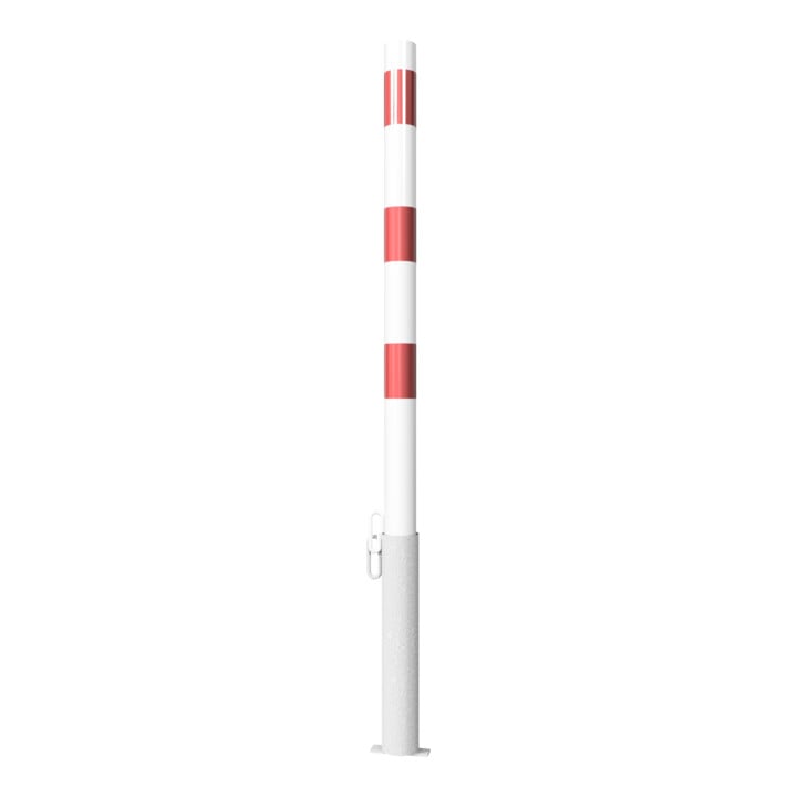Schake Absperrpfosten Typ 460VB, herausnehmbar, Ø 60 mm, für Vorhangschloß, weiß / rot incl.Bodenhülse