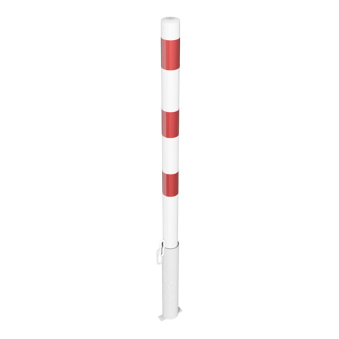 Schake Absperrpfosten Typ 460VB, herausnehmbar, Ø 60 mm, für Vorhangschloß, weiß / rot incl.Bodenhülse