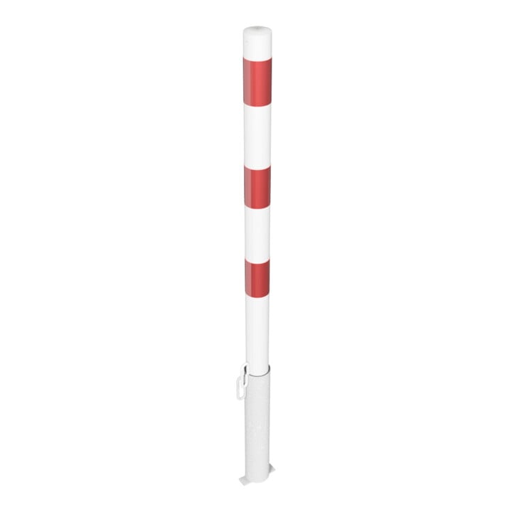 Schake Absperrpfosten Typ 460VB, herausnehmbar, Ø 60 mm, für Vorhangschloß, weiß / rot incl.Bodenhülse