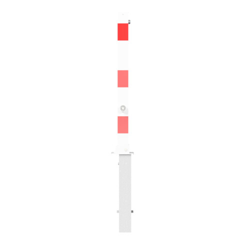 Schake Absperrpfosten Typ 4701FUHB, 70x70mm, umlegbar, herausnehmbar + Dreikantverschluß, weiß / rot
