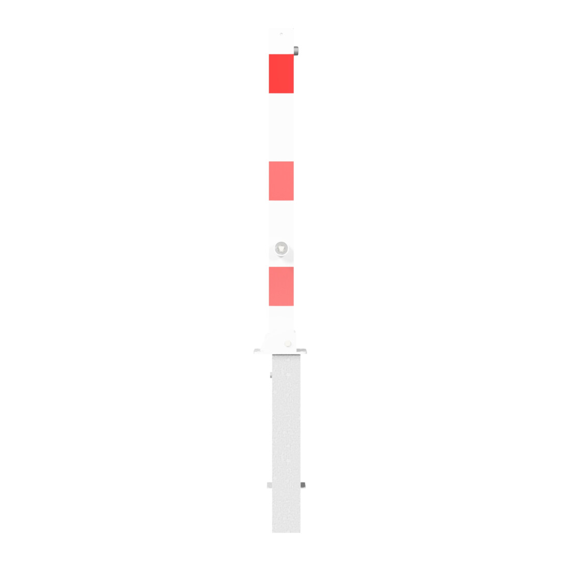 Schake Absperrpfosten Typ 4701FUHB, 70x70mm, umlegbar, herausnehmbar + Dreikantverschluß, weiß / rot