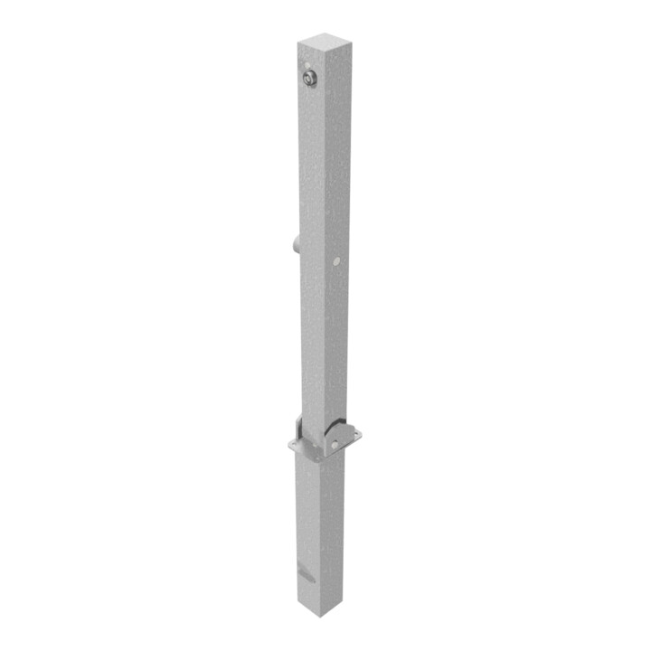 Schake Absperrpfosten Typ 4701FUZH, 70x70mm, umlegbar, herausnehmbar + Dreikantverschluß, Profilzylinder, feuerverzinkt