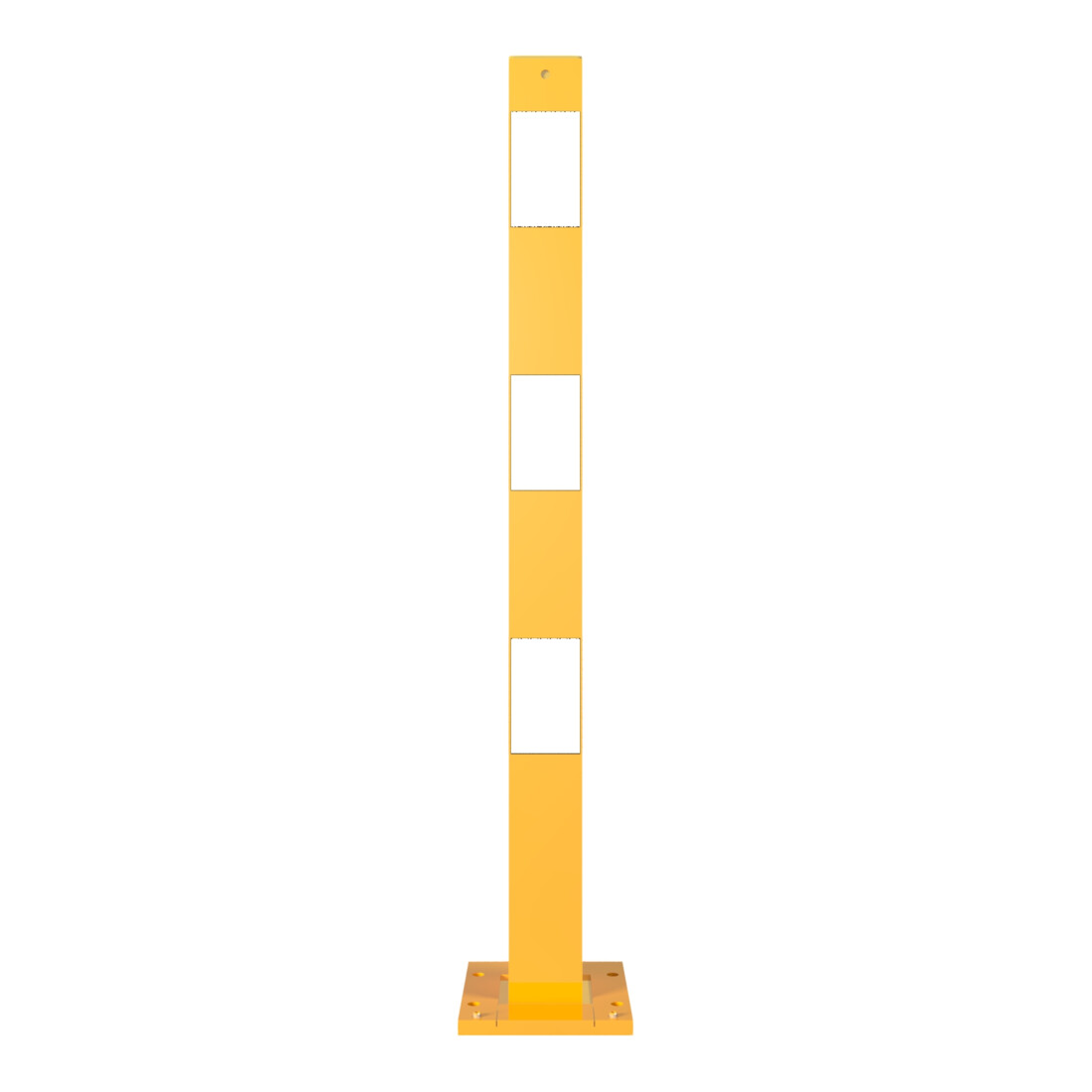 Schake Absperrpfosten Typ 470APBG, ortsfest, abnehmbar + Bodenplatte 150 x 180 mm Ø 70 x 70 mm, gelb / schwarz
