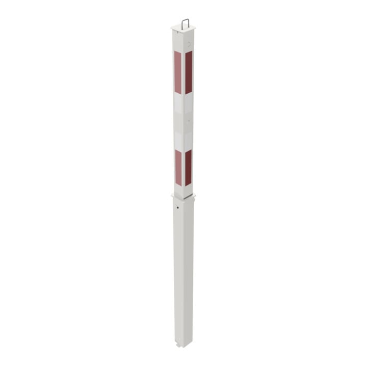 Schake Absperrpfosten Typ 470DL, vollversenkbar + Dreikantverschluß, 900mm Überflur, +refl. Streifen incl. Bodenhülse
