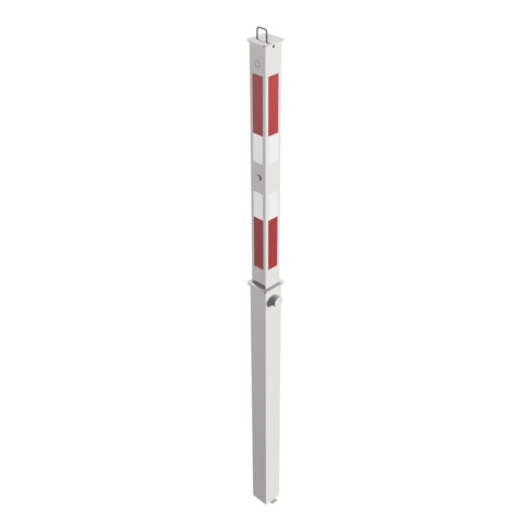 Schake Absperrpfosten Typ 470DL, vollversenkbar + Dreikantverschluß, 900mm Überflur, +refl. Streifen incl. Bodenhülse