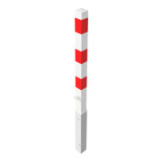 Schake Absperrpfosten Typ 470FB/1, 70x70mm, herausnehmbar + Dreikantverschluß, weiß / rot + 1 Öse-4