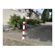 Schake Absperrpfosten Typ 470FUB, umlegbar + Dreikantverschluß, 70x70mm, weiß / rot-2
