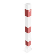 Schake Absperrpfosten Typ 470FUB, umlegbar + Dreikantverschluß, 70x70mm, weiß / rot-5