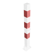 Schake Absperrpfosten Typ 470FUZB, umlegbar + Dreikantverschluß, Profilzylinder zum Aufdübeln, 70x70mm, weiß / rot-4