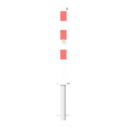 Schake Absperrpfosten Typ 470FUZHB, umlegbar + Dreikantverschluß, Profilzylinder zum Einbetonieren, 70x70mm, weiß / rot-2