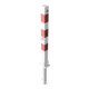 Schake Absperrpfosten Typ 470FUZHB, umlegbar + Dreikantverschluß, Profilzylinder zum Einbetonieren, 70x70mm, weiß / rot-5