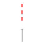 Schake Absperrpfosten Typ 470FUZHB, umlegbar + Dreikantverschluß, Profilzylinder zum Einbetonieren, 70x70mm, weiß / rot-5