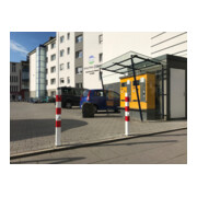 Schake Absperrpfosten Typ 470FZB, herausnehmbar, 70x70mm + Dreikantverschluß, Profilzylinder, weiß / rot-5