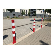 Schake Absperrpfosten Typ 470NB, 70x70mm, herausnehmbar + Dreikantverschluß 8mm, rot/weiß, inkl. Bodenhülse-2
