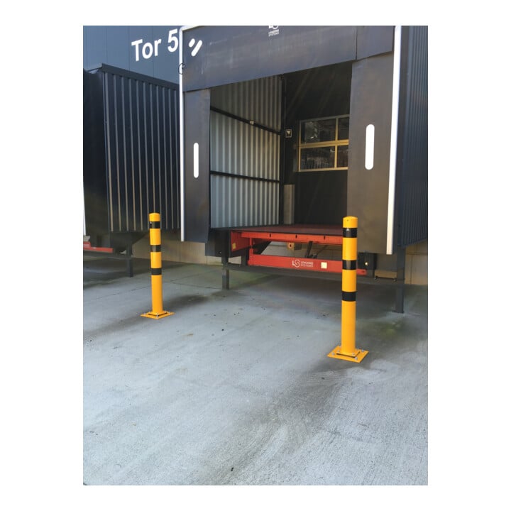 Schake Absperrpfosten Typ 470NPBG, ortsfest, 220x220 mm 70 x 70 mm, gelb / schwarz